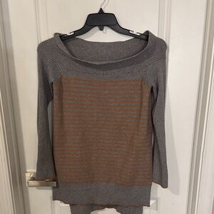 Anthropologie Gray and Brown Striped Sweater